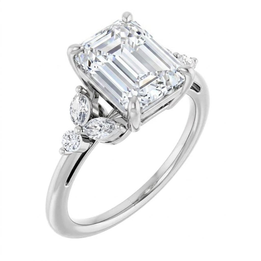 white-gold emerald