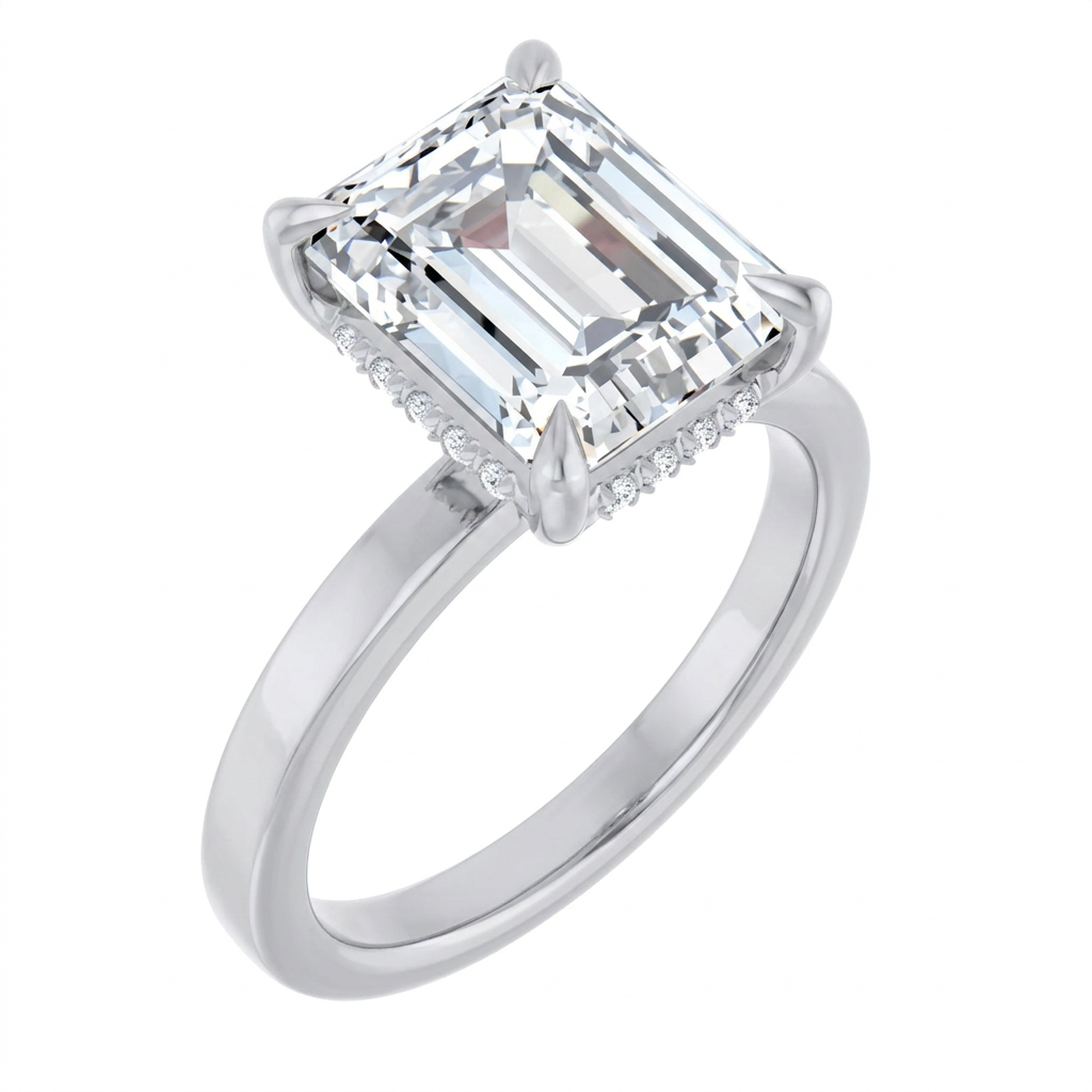 white-gold emerald