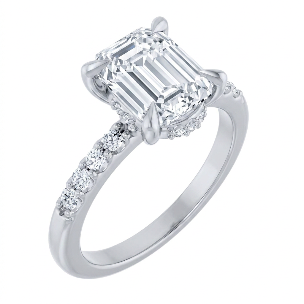 white-gold emerald