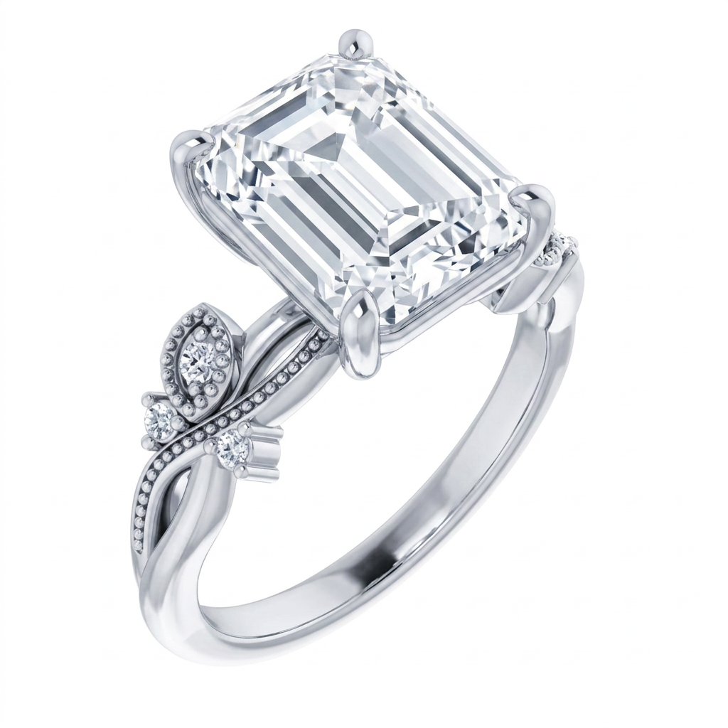 white-gold emerald