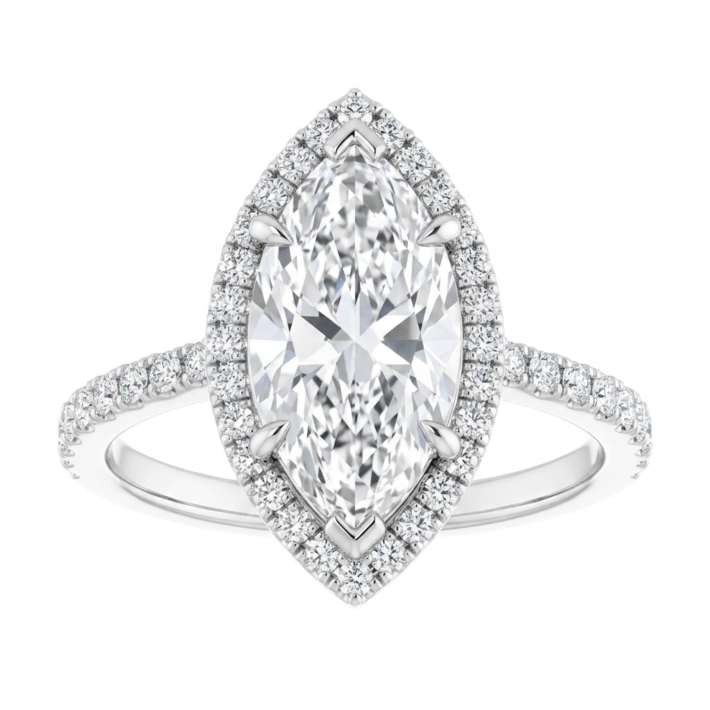 Gloria Classic Accented Halo Engagement Ring