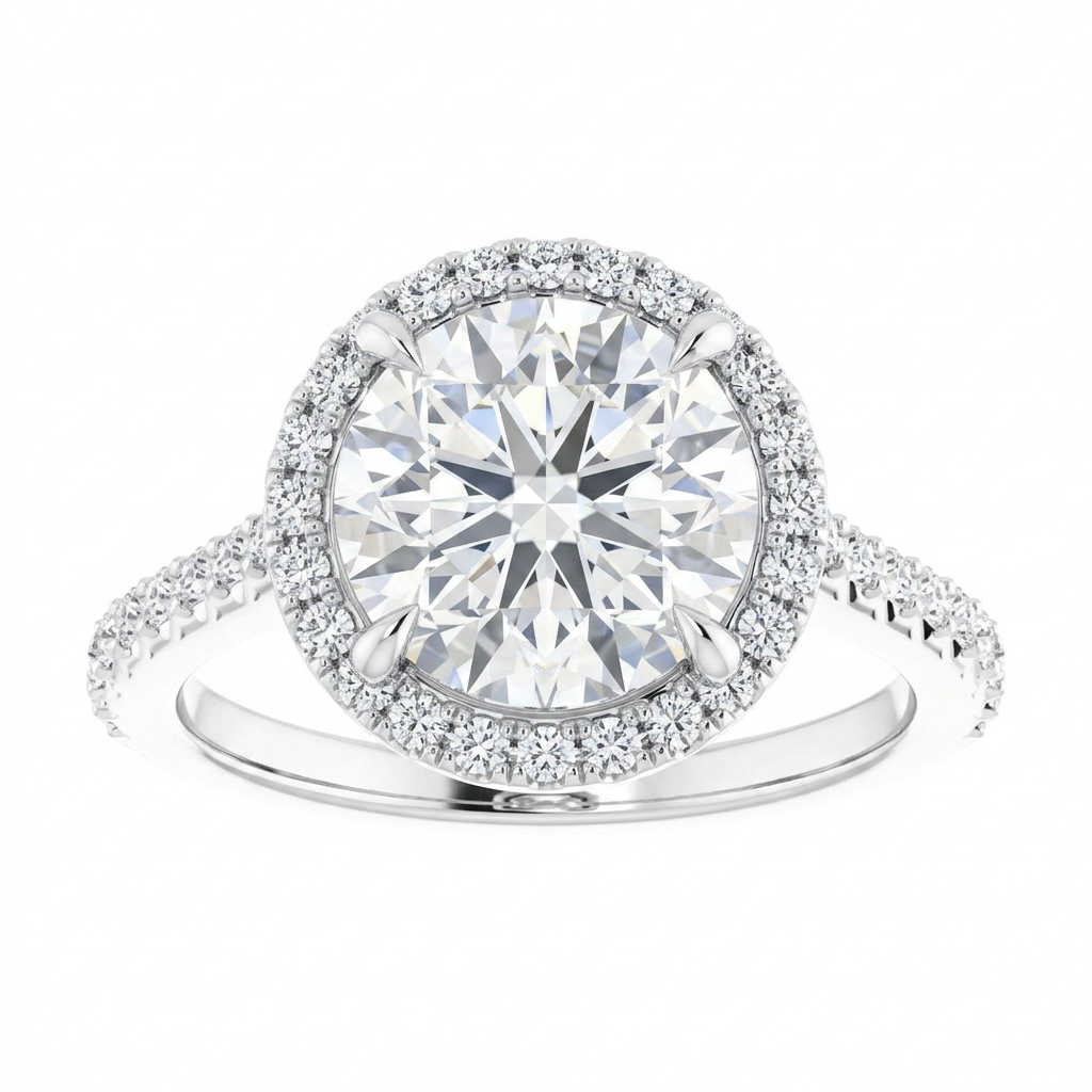 Gloria Classic Accented Halo Engagement Ring