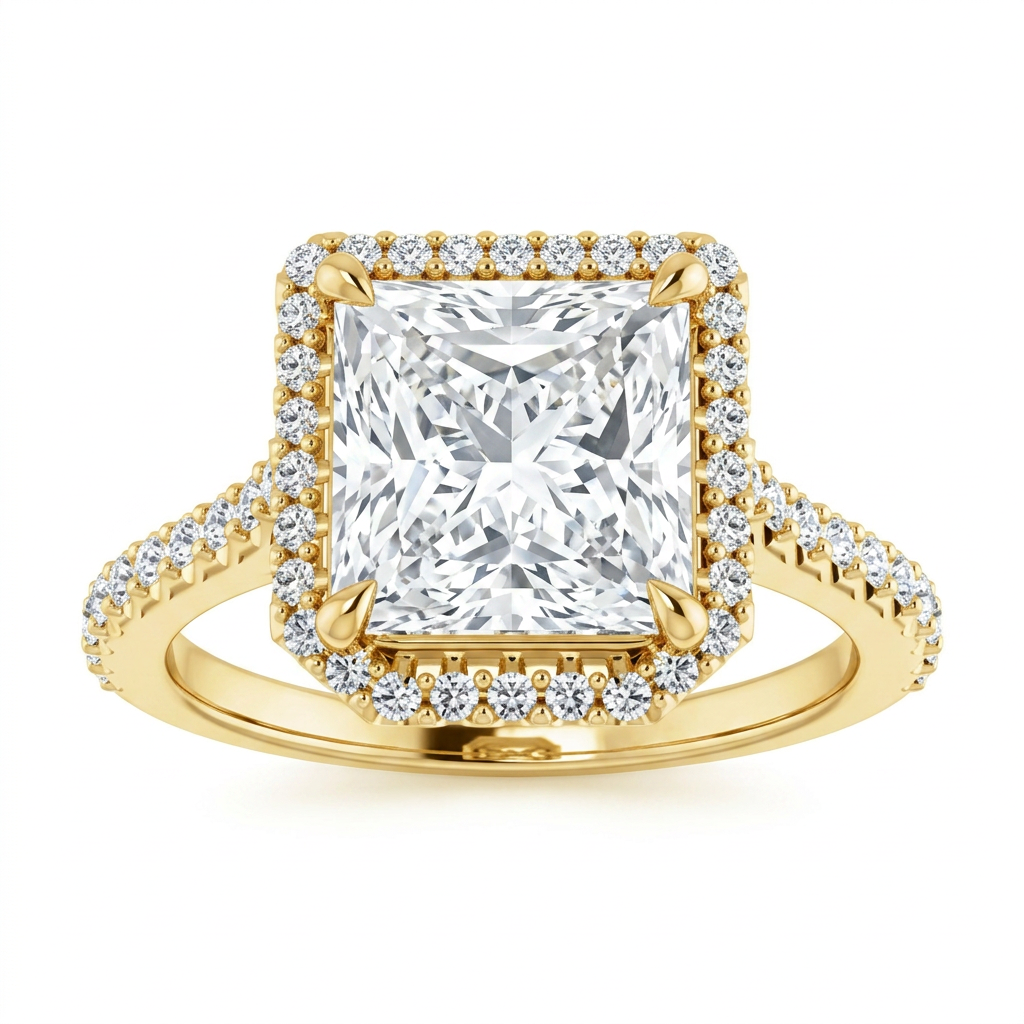 Gloria Classic Accented Halo Engagement Ring