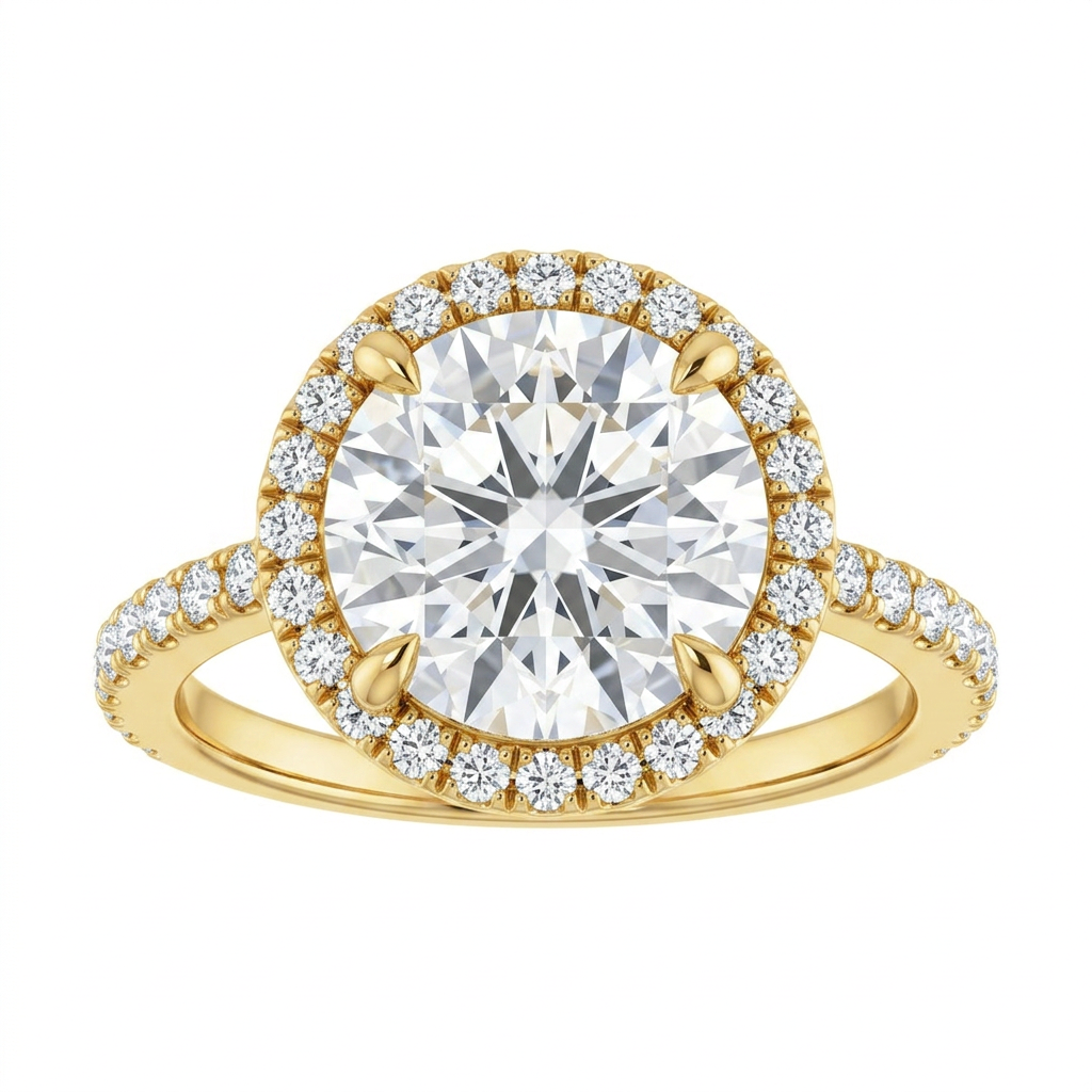 Gloria Classic Accented Halo Engagement Ring
